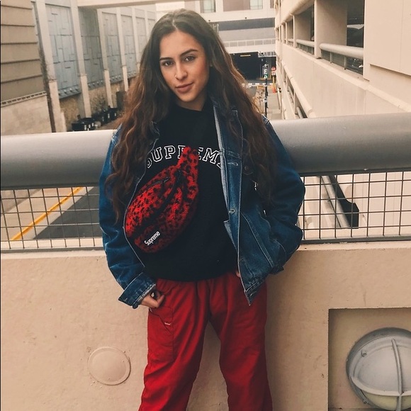 supreme red leopard fleece